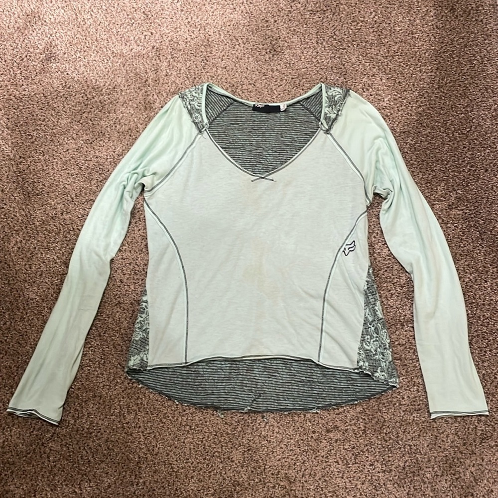 Fox Lace Henley Long Sleeve Top